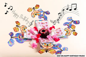 Butterfly Explosion Box with Cake, Flowers, Goodies , music - the Perfect Surprise Gift from SWEET SURPRISES SG